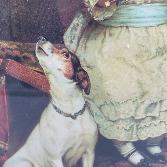 A Broken String Charles Burton Barber framed print 12x10 VTG little girl dog cat - Picture 5 of 6